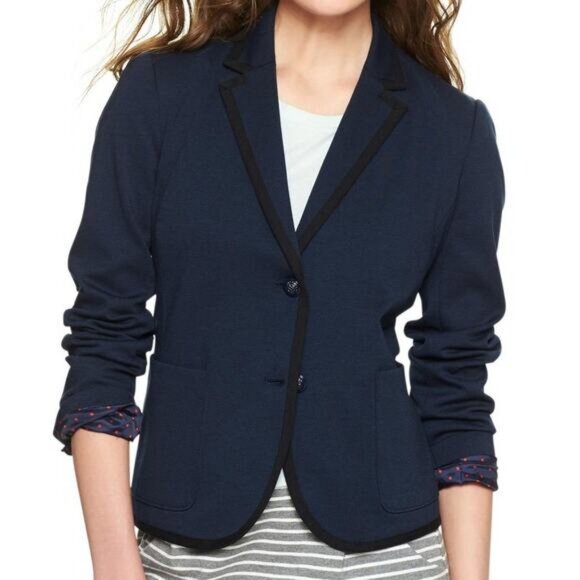 Gap The Academy Women's Navy Double Knit Ponte Blazer Navy Size 2 - Picture 1 of 7